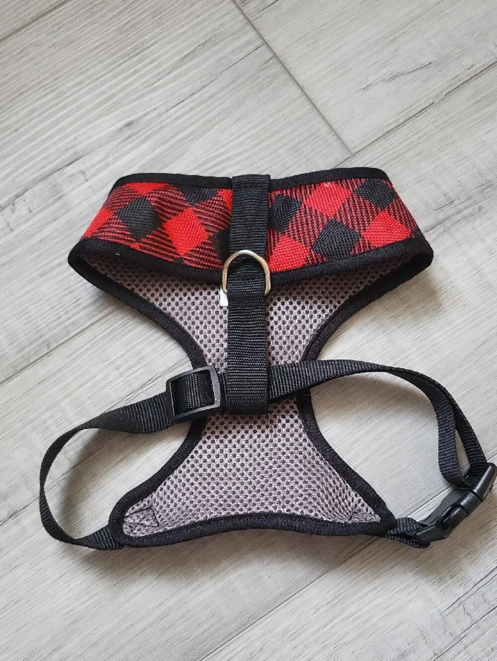 3 For $12 - Buffalo Plaid Dog Harness - Red & Black